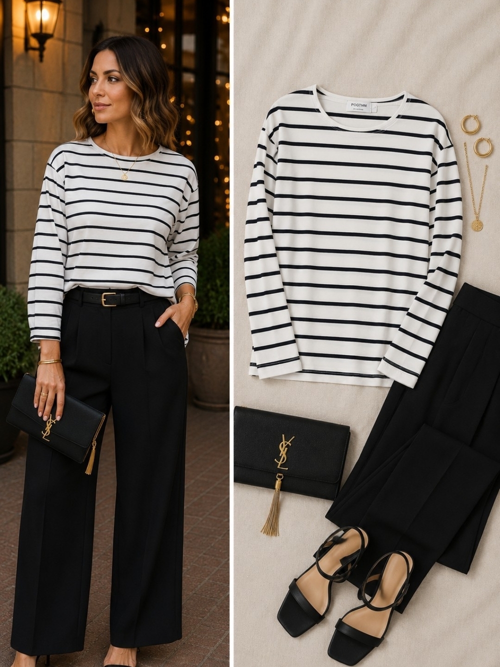 Quiet Luxury Breton Stripe 100% Cotton Long Sleeve Tee | French Girl Timeless